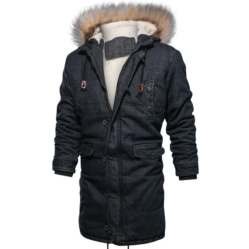 Мужской Длинный плащ MORUANCLE теплая зимняя куртка с меховым капюшоном и флисовой