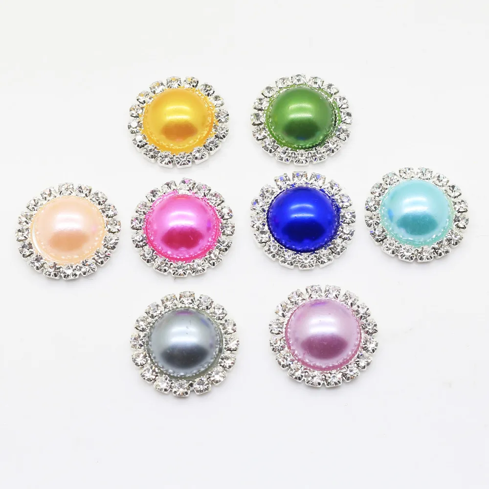 Круглые блестящие жемчужные пуговицы с плоской задней поверхностью 10 шт. 21 мм для