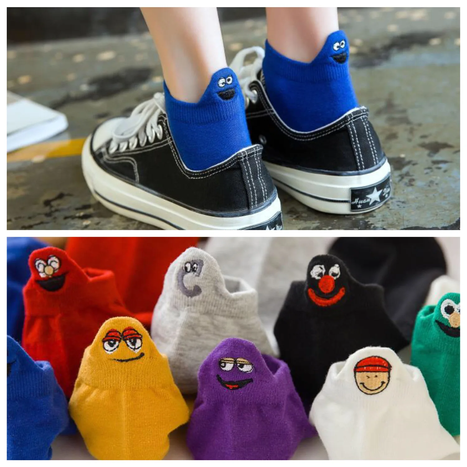 Kawaii женские носки с вышивкой Happy Fashion забавные Женские носочки хлопковые летние 1