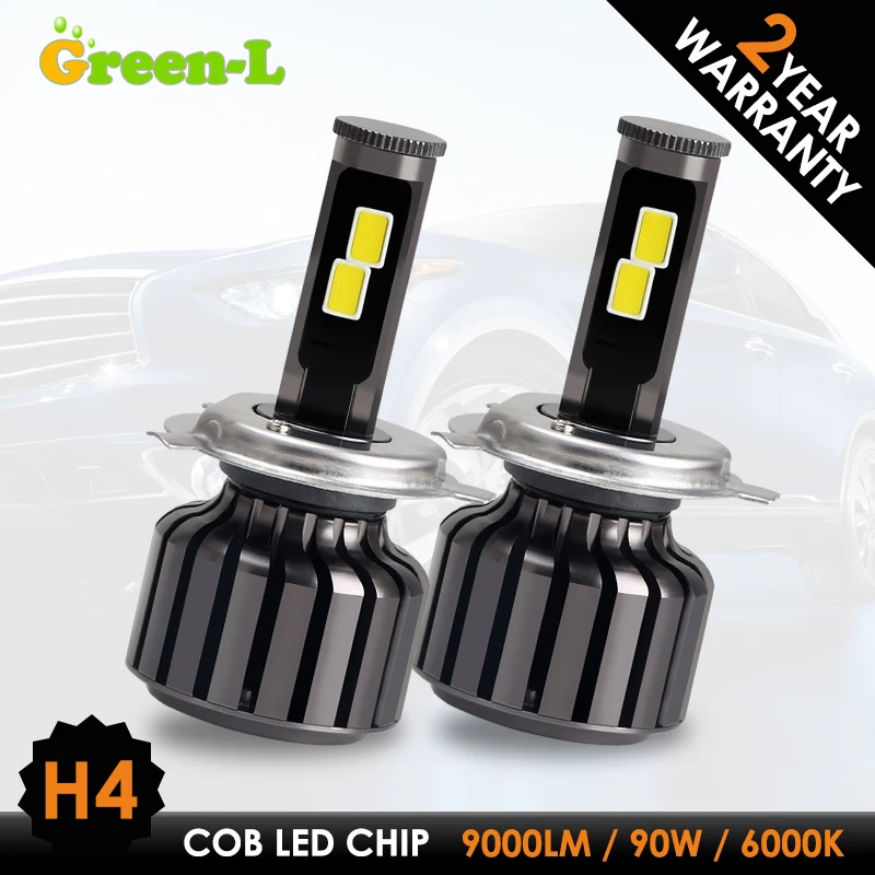 2 шт. COB H4 светодиодный лампы для передних фар H7 12V светодиодные полосы освещения