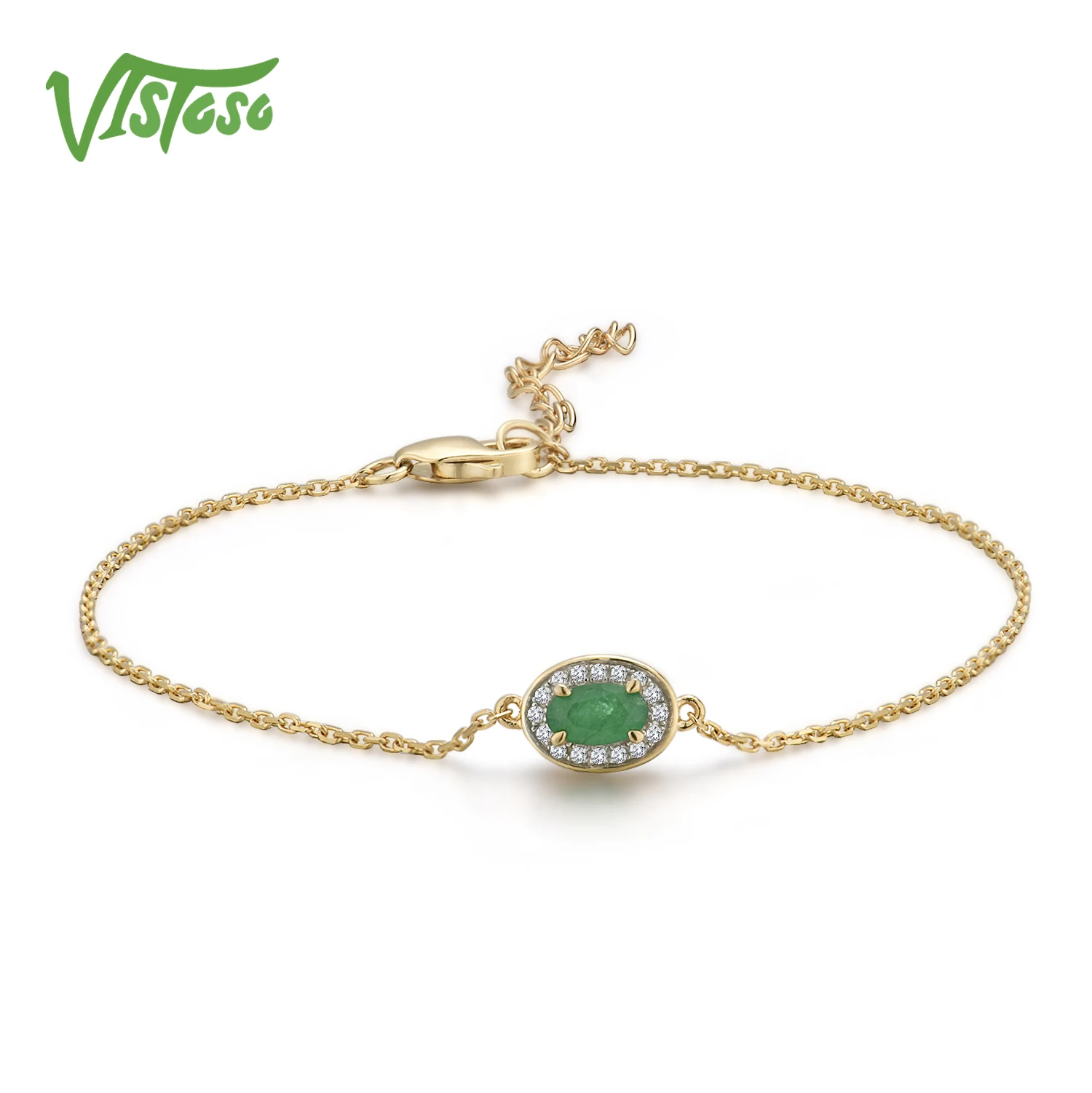 VISTOSO 14 K W/Y/R золотые браслеты для женщин Необычные розовый/синий сапфир/Изумруд/рубиновый Блестящий бриллиантовый браслет юбилей ювелирные изделия