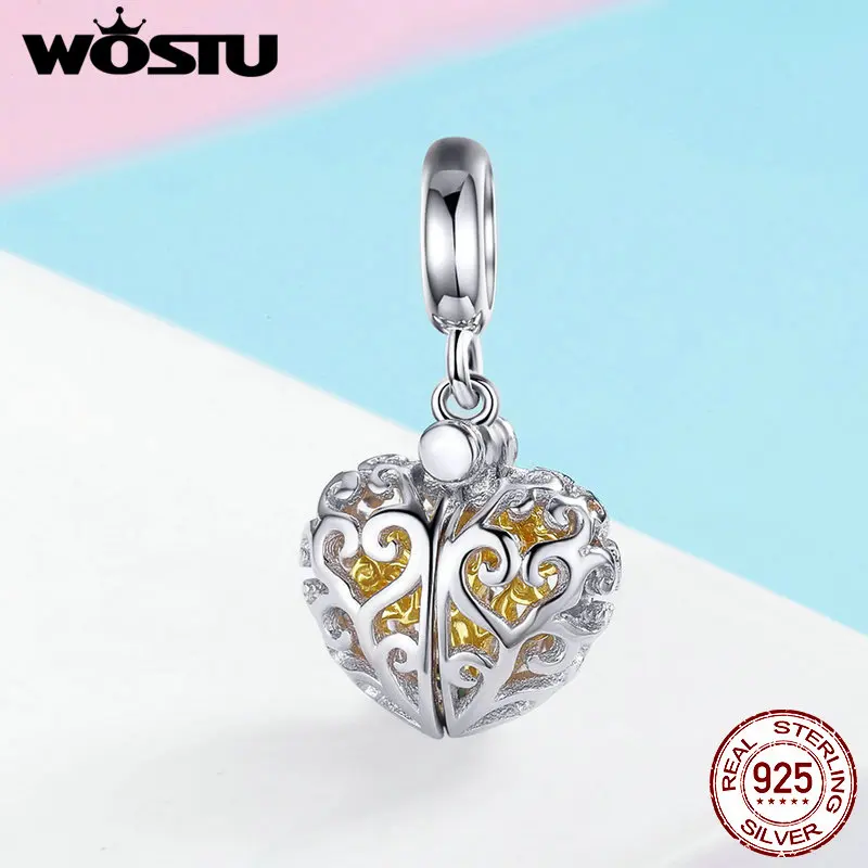 WOSTU, золотое дерево жизни, подвеска, шарм, 925 пробы, Серебряный цветок, бусины для оригинального браслета, Женские аксессуары, ювелирные изделия, FIC1161