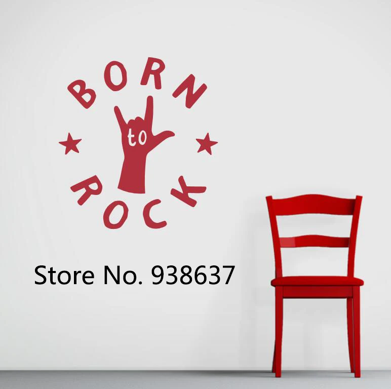 

Born to Rock Wall Decal Home Decor Living Room Teens Bedroom Removable Art Stickers Wallpaper 40 Colors Available Decals ZB028