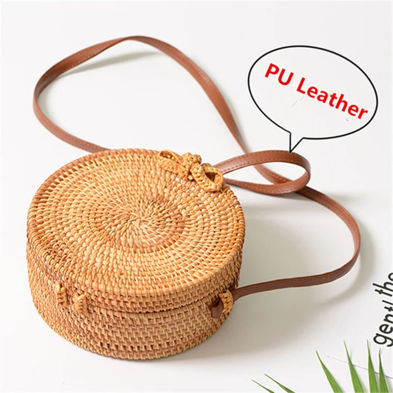 Круглые соломенные сумки женская летняя сумка из ротанга ручная работа тканая