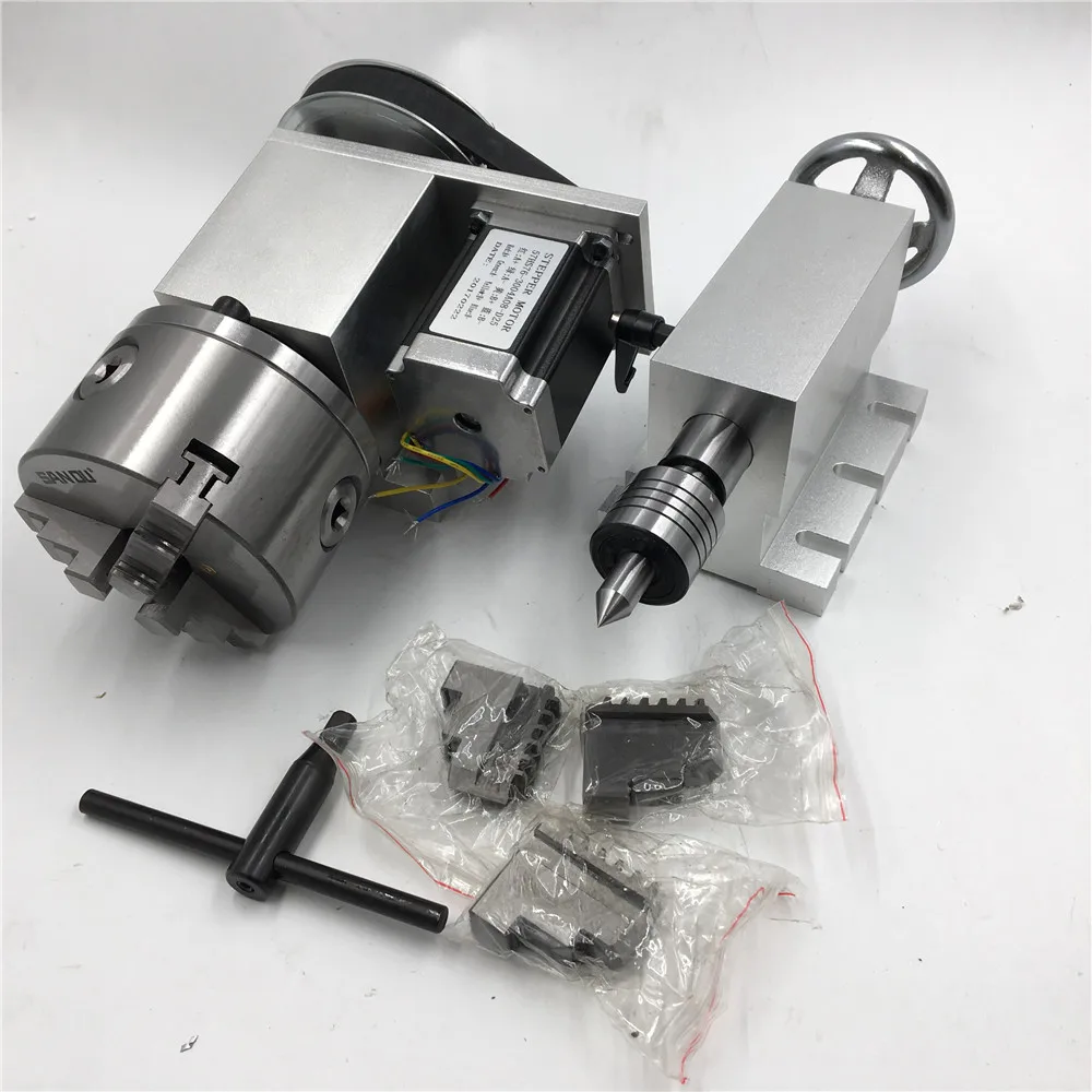 CNC ось вращения 4 й оси K11 3Jaw 80 мм токарный патрон Nema23 шаговый двигатель + задняя для