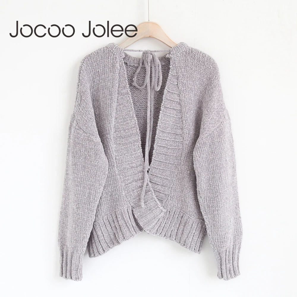 

Осенние свитера Jocoo Jolee 2018, пуловеры с открытой спиной и рукавом летучая мышь для женщин, Осенний Повседневный вязаный пуловер с перекрестно...