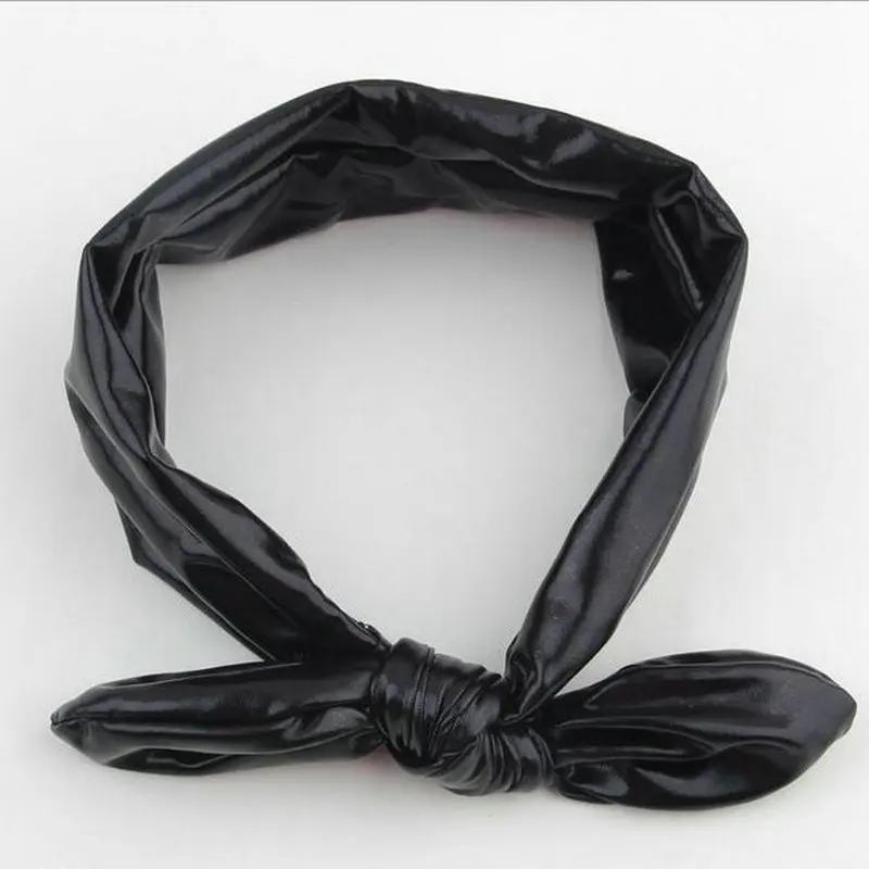 7 colors New Fashion Lovely Girls Stretch PU Ear Turban Knot Hairband Rabbit Bow Headband Hair Band Headwrap Kids Accessories D3 |