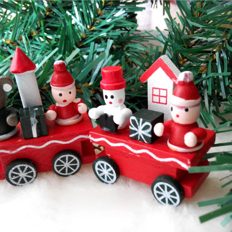 Милый Рождественский деревянный маленький поезд Санта Клаус Рождество поезда