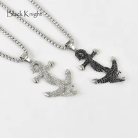 black knight designer necklace full cubic zirconia stones snake anchor pendant necklace cz stones mens fashion necklace blkn0419