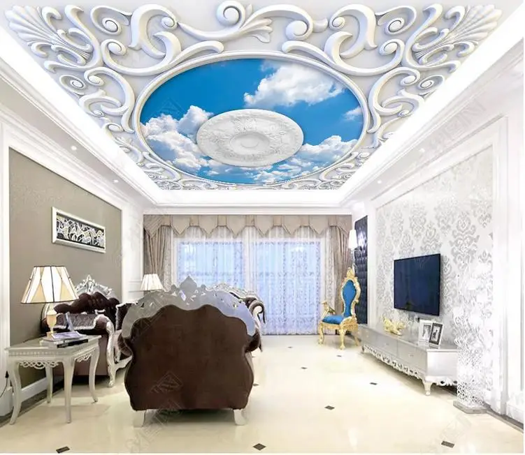 

Custom European style 3D Ceiling Wall papers Home Decor Emboss Modern Ceiling 3D Photo Mural Wallpaper