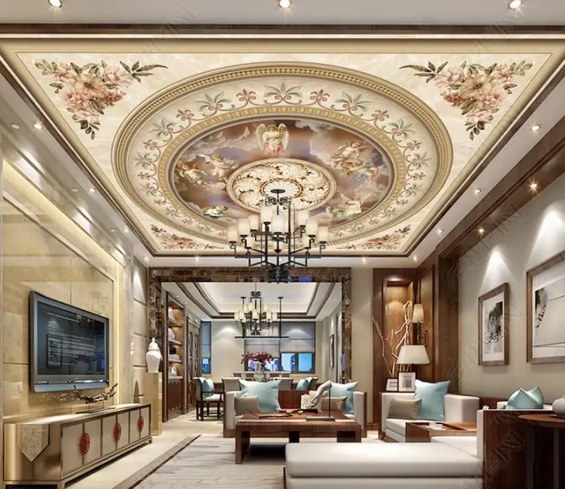 Пользовательские потолочные фото обои 3D стерео европейские золотые гранулы для