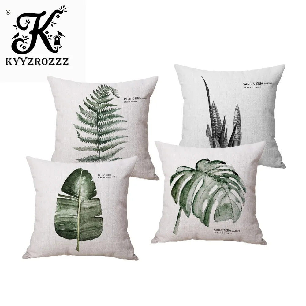 

Акварельная тропическая зеленая наволочка с принтом бананов и листьев растений декоративная наволочка наволочки для дивана домашний деко...