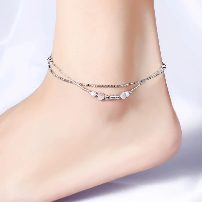 

Double Love Heart Beach Bracelet Anklet Women's Double Heart-Shaped Peach Heart Anklets For Women Barefoot Sandals Halhal