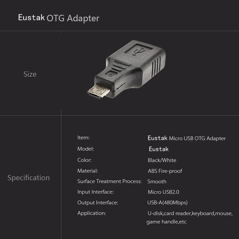 Eustak микро USB папа к Женский OTG адаптер для мобильного телефона планшета