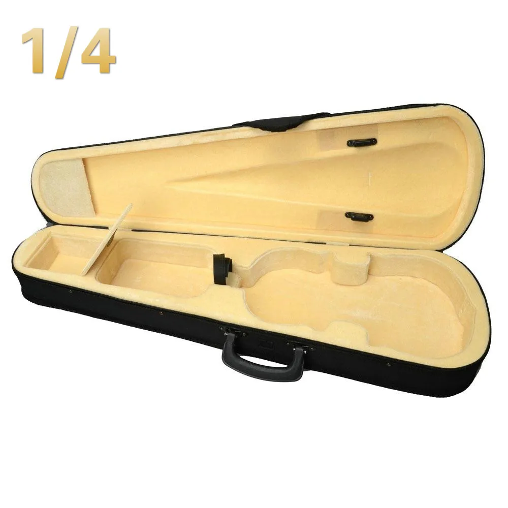 size 1 4 NAOMI скрипки чехол 1/8 1/4 1/2 3/4 Размеры Профессиональный треугольный Форма скрипка Жесткий Чехол желтый внутри скрипки Запчасти - Цвет: size 1 4