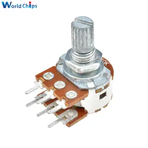 Потенциометр B10K 10K Ом, 6 контактов, вращающийся линейный стерео двойной конический потенциометр с разрезом вала, 5 шт.
