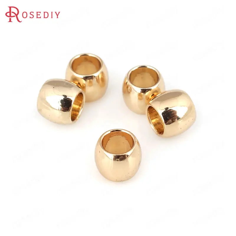 Латунные бусины разделители с большим отверстием 10 шт. 6 Х5 мм 24 К цвета