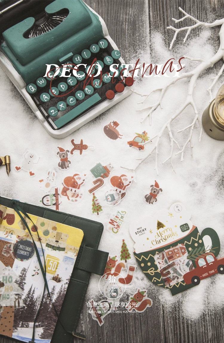 Miss time happy Christmas diy бумажные дневники наклейки Скрапбукинг декоративные этикетки 1 лот = 1 упаковка = 40 шт