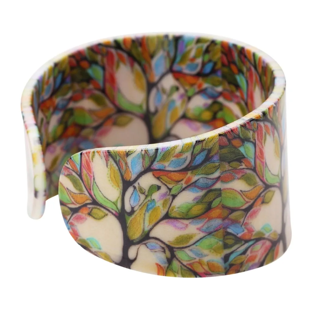 WEVENI широкий милый браслет из акрила с разноцветным рисунком дерева модные