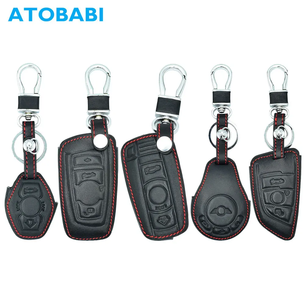Чехол для ключей из натуральной кожи ATOBABI BMW E90 F30 1 3 5 series X1 X3 X5 X6 Z4 Mini Cooper Smart Remote