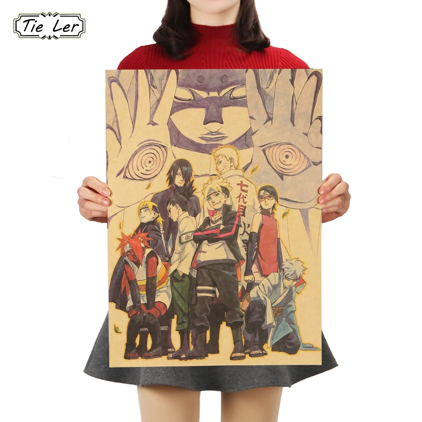 TIE LER Naruto C стиль классический японский мультфильм комикс крафт-бумага плакат ретро домашний декор Настенная Наклейка 51,5x36 см
