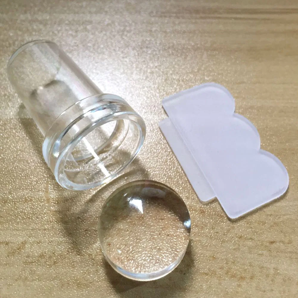 Новинка 2,3 см маленький Желейный прозрачный штамп набор скребок с крышкой силиконовая головка для лака печать ногтей штамповка ND251-Small