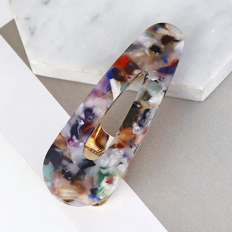YAOLOGE 38 Style Sweet Women Girls Acrylic Geometric Rectangle Hair Clips Tin Foil Sequins Hairpins Barrettes Headbands Headwear - Цвет: H179