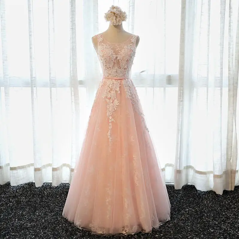 pink Реальное изображение Robe De Soiree кружевные розовые длинные вечерние платья для невесты, банкета, элегантные вечерние платья длиной до пола - Цвет: pink