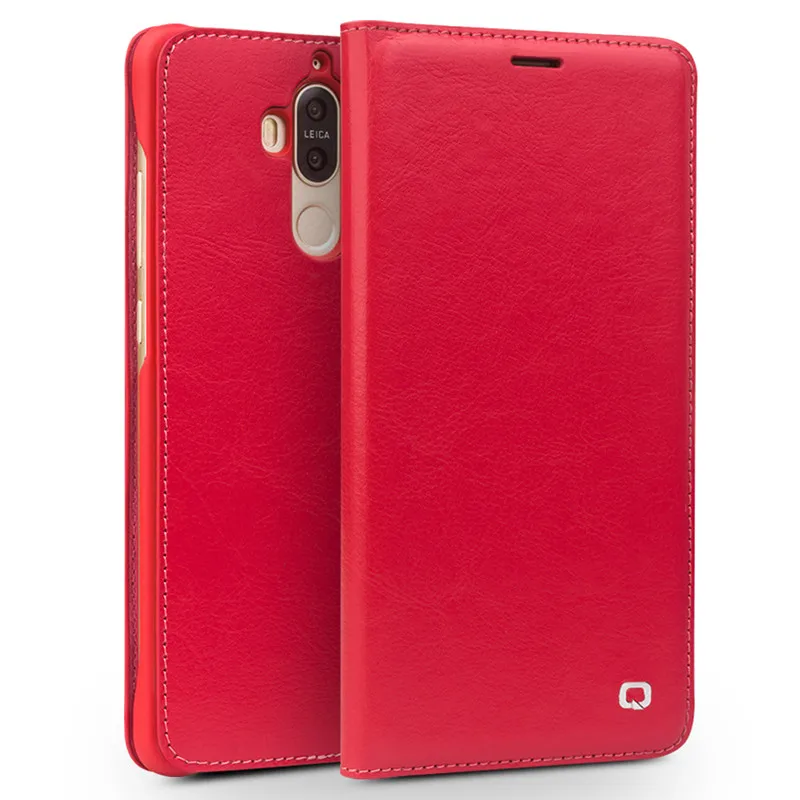 QIALINO роскошный чехол ручной работы для huawei Ascend mate 9 из натуральной кожи чехол для huawei mate 9 ультра тонкий флип чехол 5,9 кобура - Цвет: Red