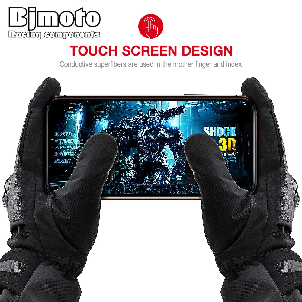 

Touch Screen Motorcycle Gloves Racing Leather Full Finger Bicycle Cold Luvas Waterproof Windproof Winter Motor Guantes Glove