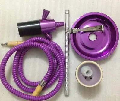 purple Алюминиевый арт кальян Шахта кальяна набор трубка для курения кальяна костюм для большинства бутылок включает в себя зажим и чашу и шланг трубки - Цвет: purple