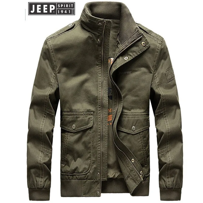 JEEP SPIRIT Новая Осенняя Рабочая куртка, пальто, мужская хлопковая одежда со стоячим воротником, деловые куртки с длинными рукавами в стиле милитари