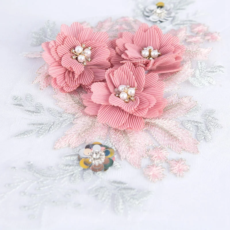 3 шт. кружевная вышитая Цветочная нашивка на одежду заплатка для одежды юбка с