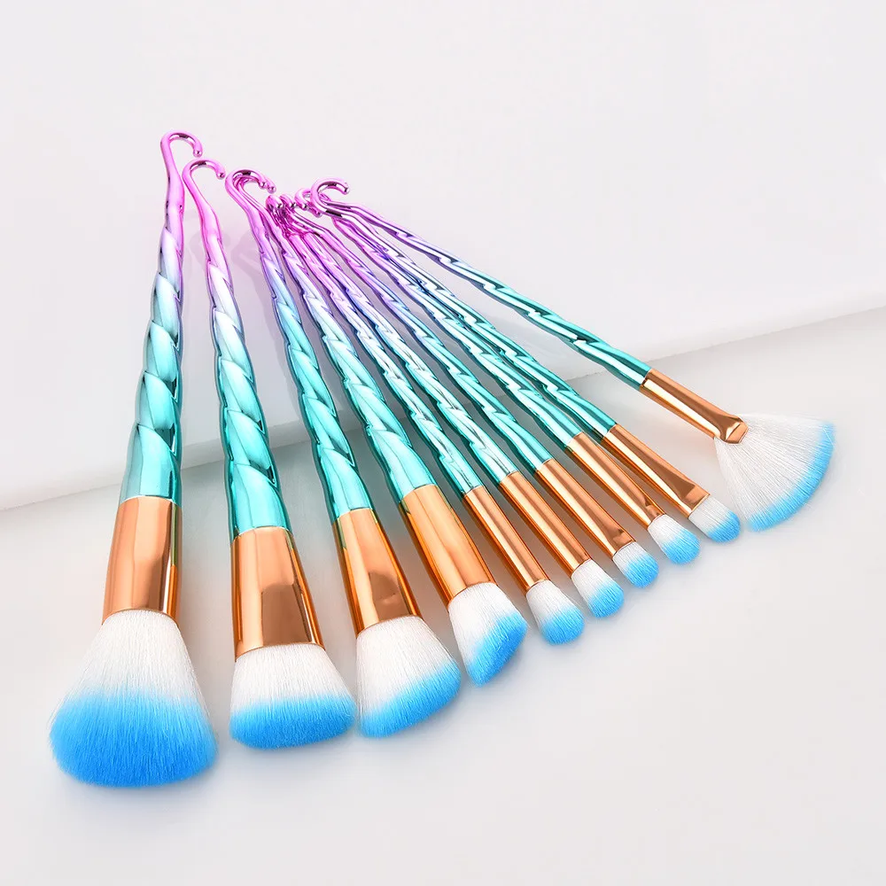 Топ Профессиональный набор кистей для макияжа 10 шт. крючок кисть максияжа тени