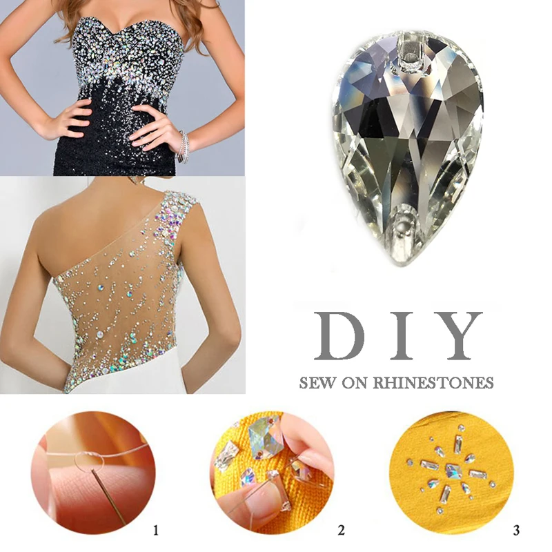 Кристалл AB Tear drop Стекло Crystasl пришить стразы для шитья DIY ремесло Стразы для одежды платье
