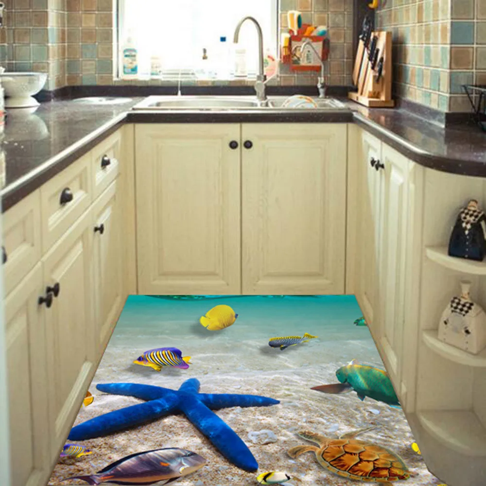 3D пляжный пол/настенная наклейка съемные настенные наклейки виниловые