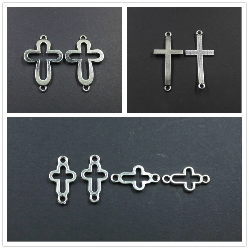 

DIY jewelry antique siliver color zinc alloy cross crosses for making bracelets 50 pieces/model 3 mixed crosses