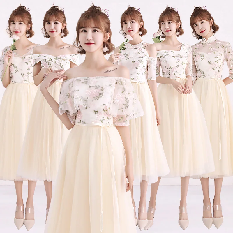 2018new stock plus size women pregnant wedding party Bridesmaid Dresses flower sexy romantic A line Champagne dresses abe186 | Свадьбы и