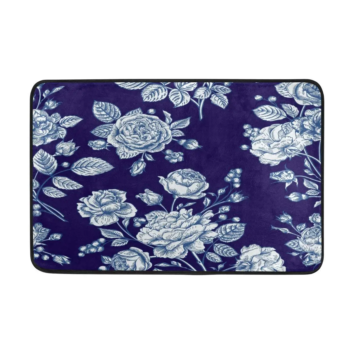 Валентина роза цветочный цветок темно синий душ занавес коврик набор