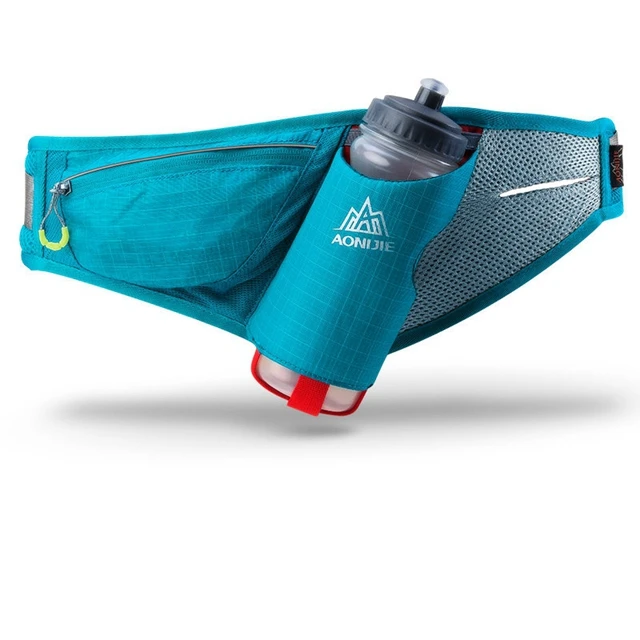 Blue with Bottles AONIJIE бегущий пояс для воды с 600 мл бутылка Спортивная поясная упаковка марафон гидратация 4 цвета - Цвет: Blue with Bottles