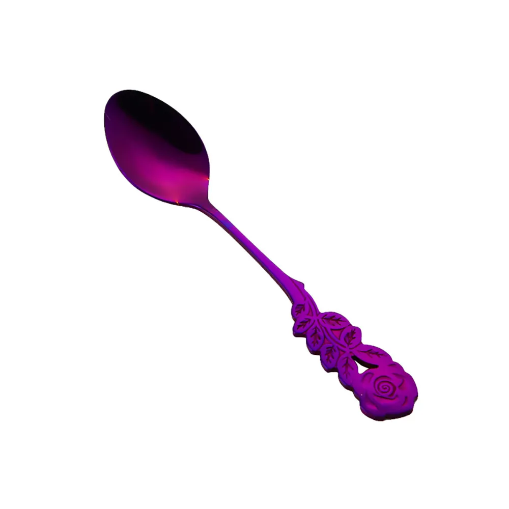 ISHOWTIENDA ложки с цветами из нержавеющей стали кофе чай Spork Столовые приборы десертное приспособление для салата высокого качества