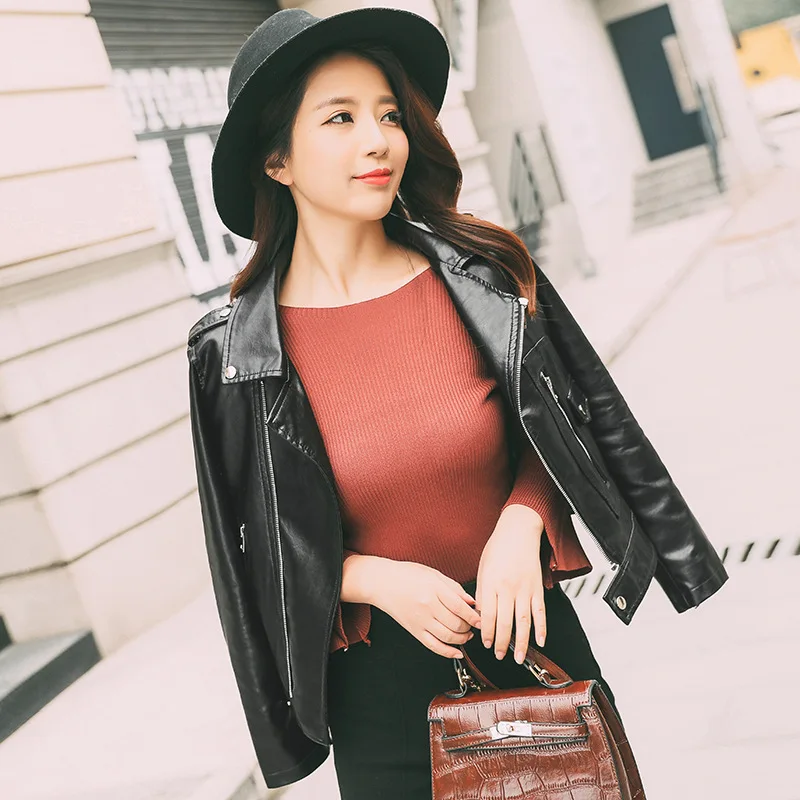 Новинка весны 2020 Женская куртка OLGITUM пальто из искусственной кожи женская