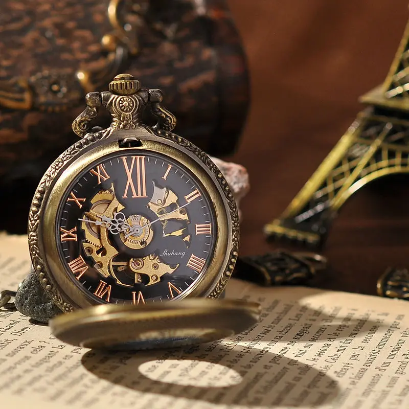 Круглый карманные часы из нержавеющей стали римскими цифрами поверхности