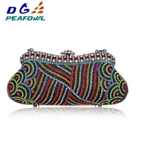 colorful metallic crystal striped women cell phone wallet silicone toiletry bangkok clutch bag dinner wedding dress evening bag