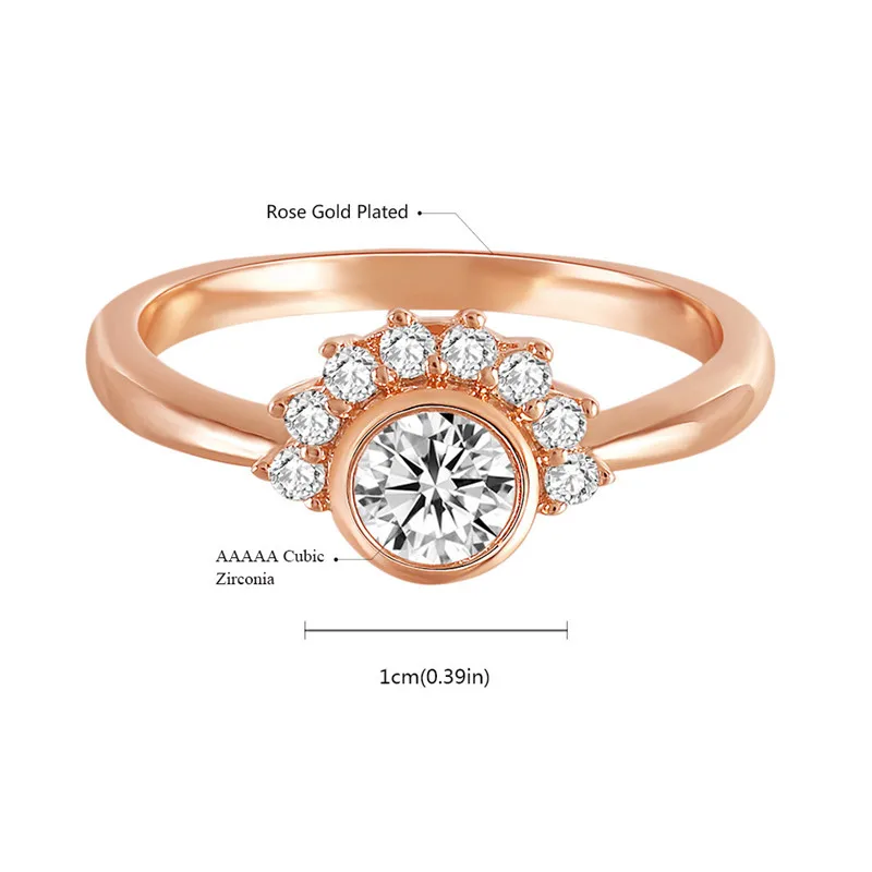 New Round CZ Rings for Women Wedding Rose Gold Color Eye Shape Rhinestone Female Finger ladys Charm Jewelry anillos | Украшения и