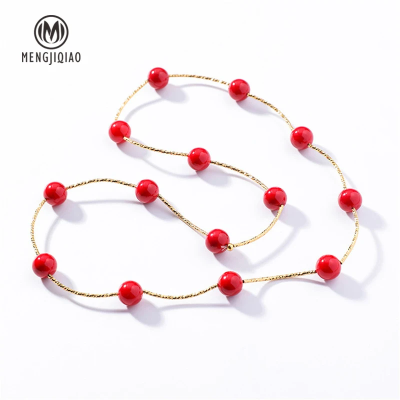 MENGJIQIAO 2019 корейский новый счастливый ювелирные изделия Красный чокер с бусинами