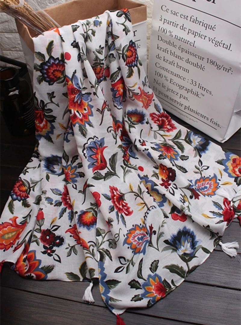 

Hot sale flower pattern scarf bohemian style shawl women fashion muslim hijab soft scarves and shawls 10pcs/lot
