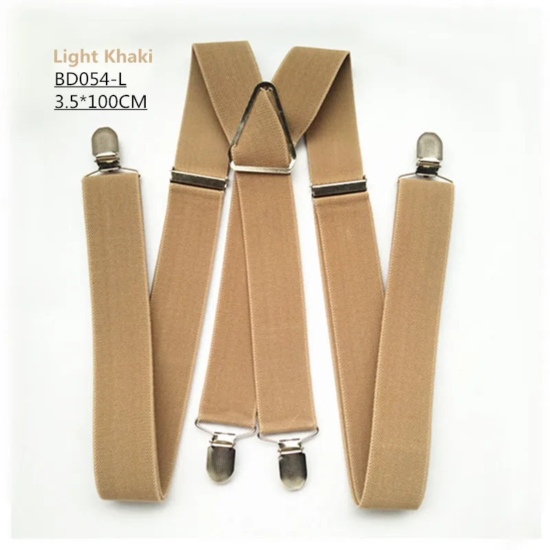 Light khaki L BD054-L, XL, XXL, размер, цвет хаки, загар, Ширина 3,5 см, 4 зажима, подтяжки для взрослых, регулируемые эластичные х Задние штаны, подтяжки для мужчин - Цвет: Light khaki L