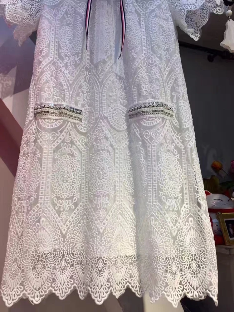 Брендовое Ажурное белое кружевное платье NIWIY женское летнее платья 2021 украинские