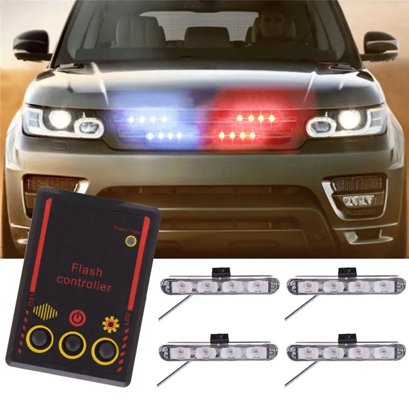 

Новые 4 шт./компл. 4LED Автомобильная решетка аварийной ситуации Strobe Flash светильник бар Предупреждение + контроллер